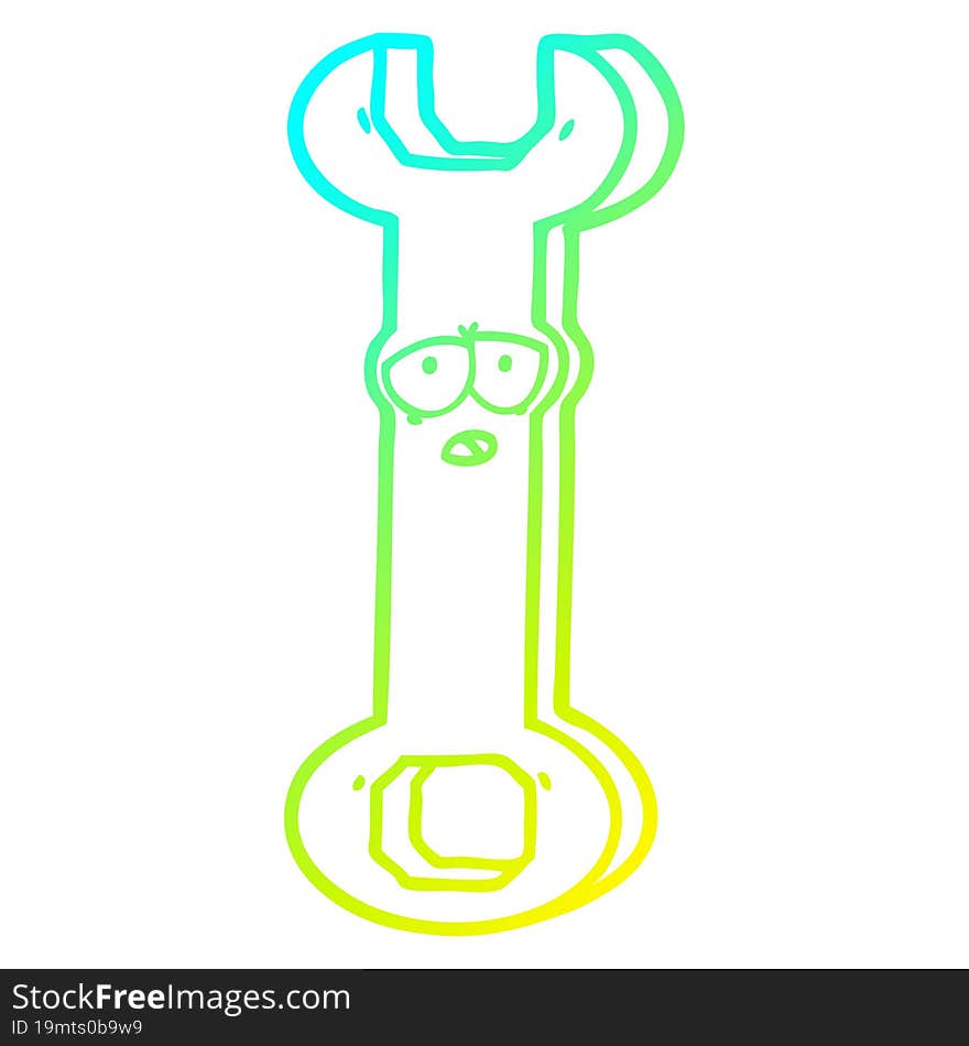 cold gradient line drawing cartoon spanner