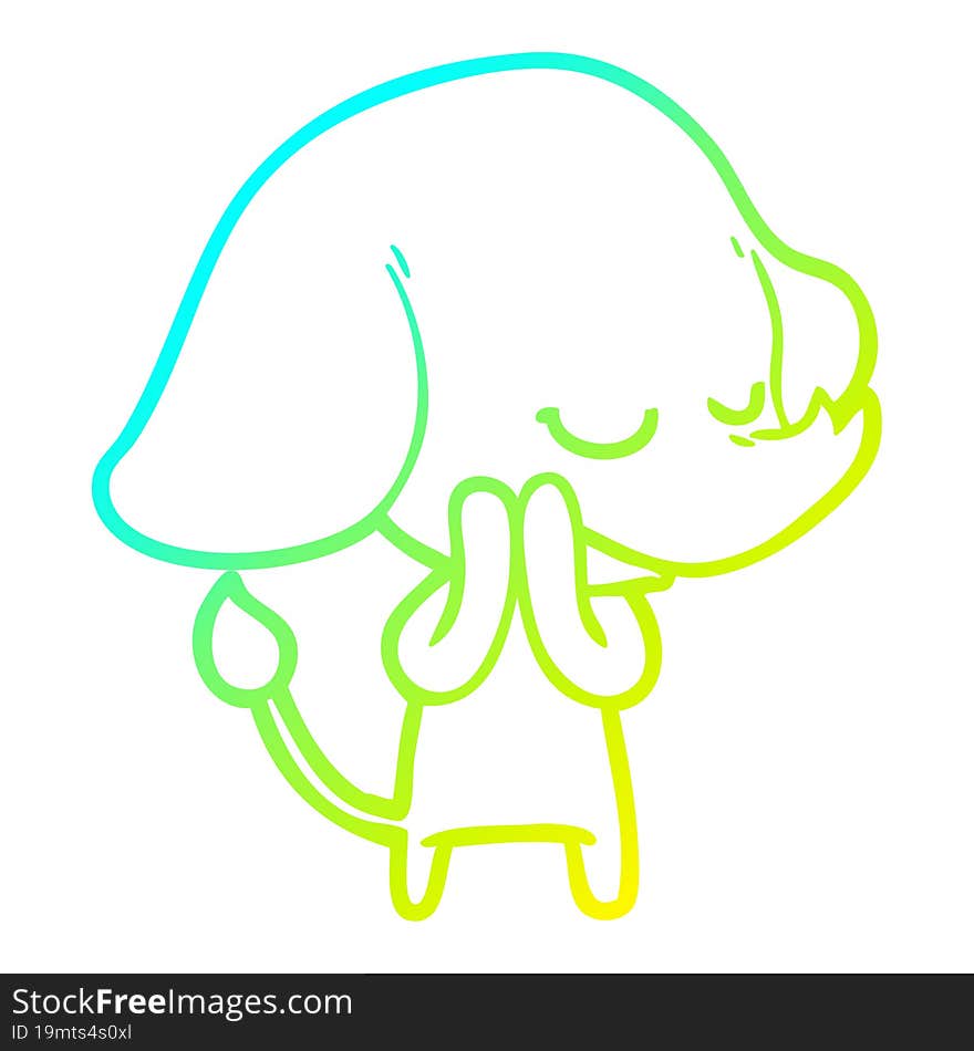 cold gradient line drawing cartoon smiling elephant