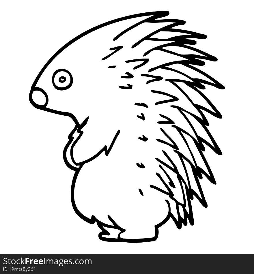 line drawing cartoon spiky hedgehog