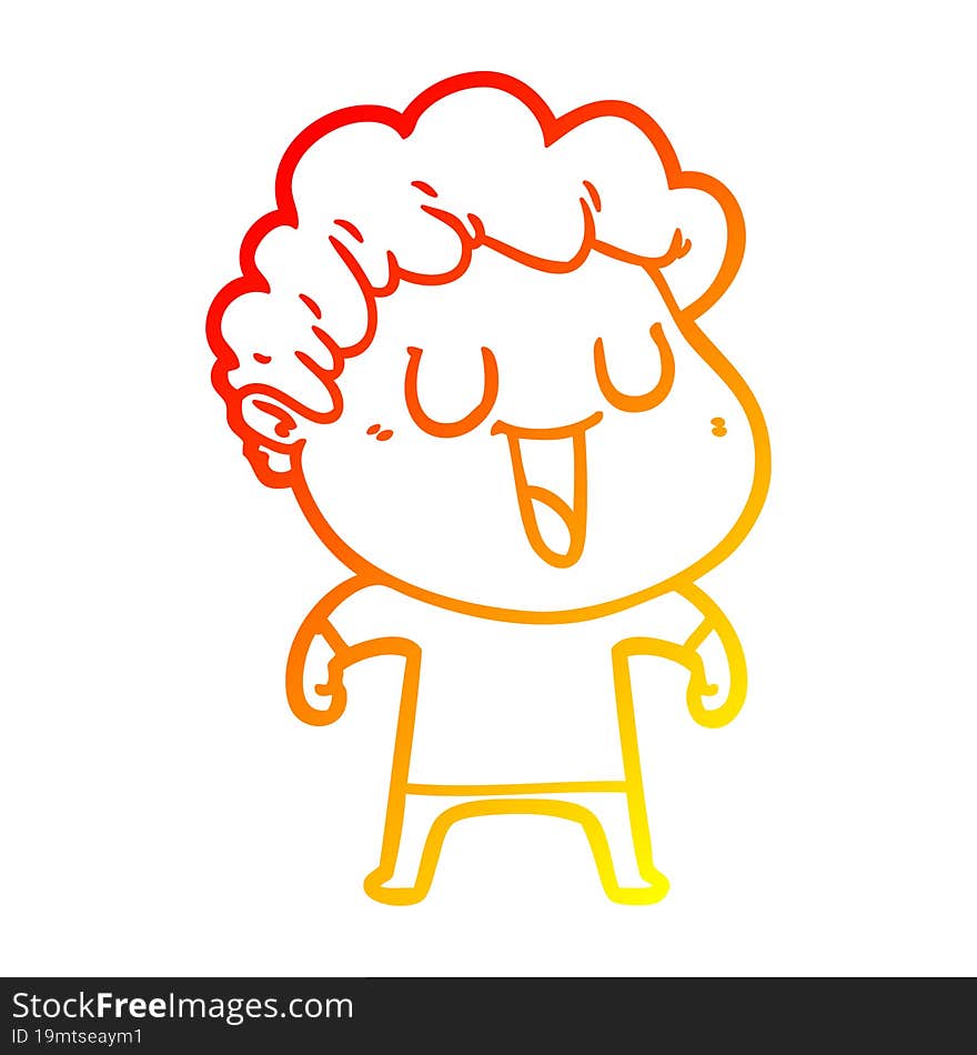 warm gradient line drawing of a laughing cartoon man