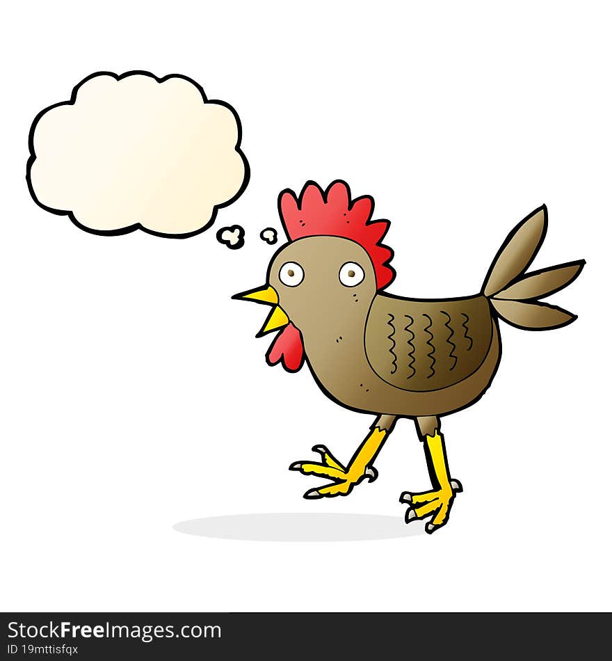 Funny Cartoon Chicken With Thought Bubble