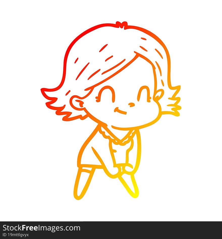 warm gradient line drawing cartoon friendly girl