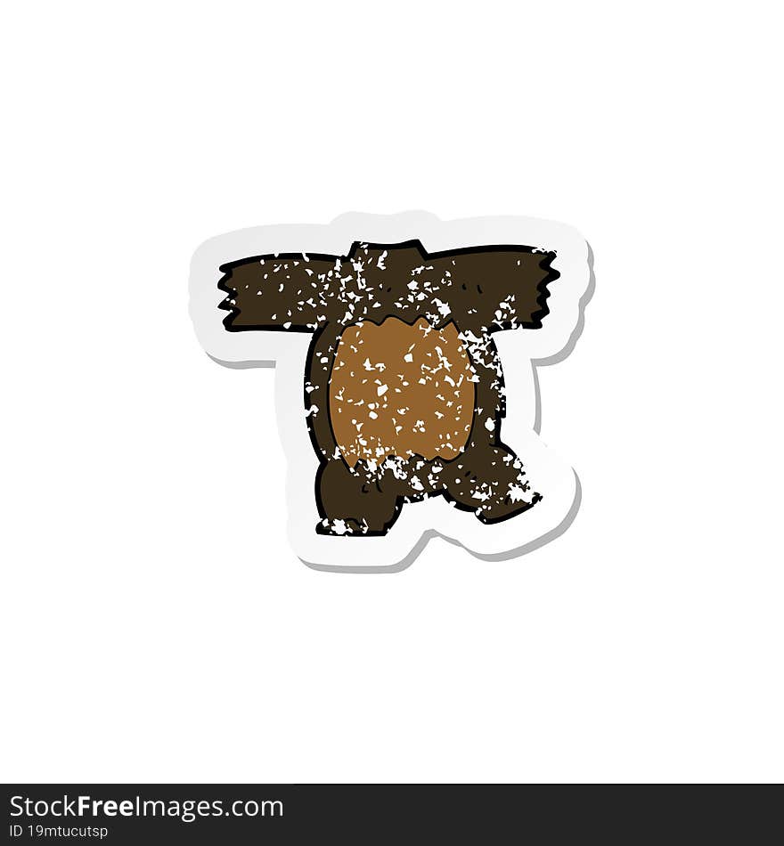 retro distressed sticker of a cartoon black bear body