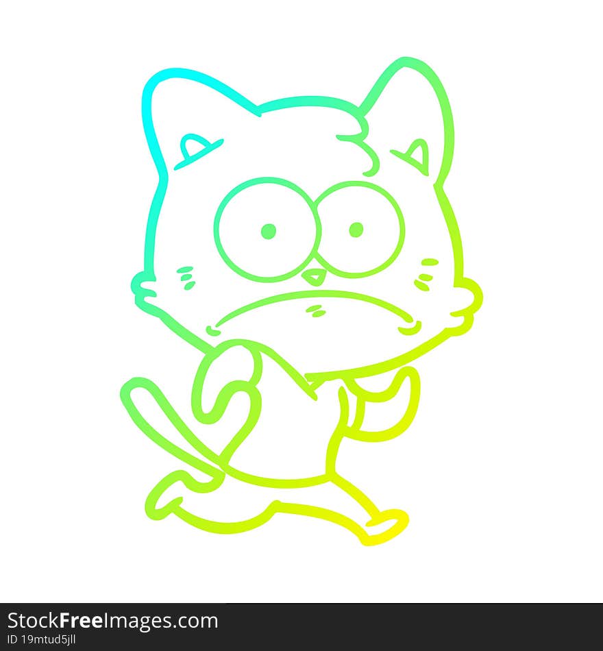 cold gradient line drawing cartoon nervous cat