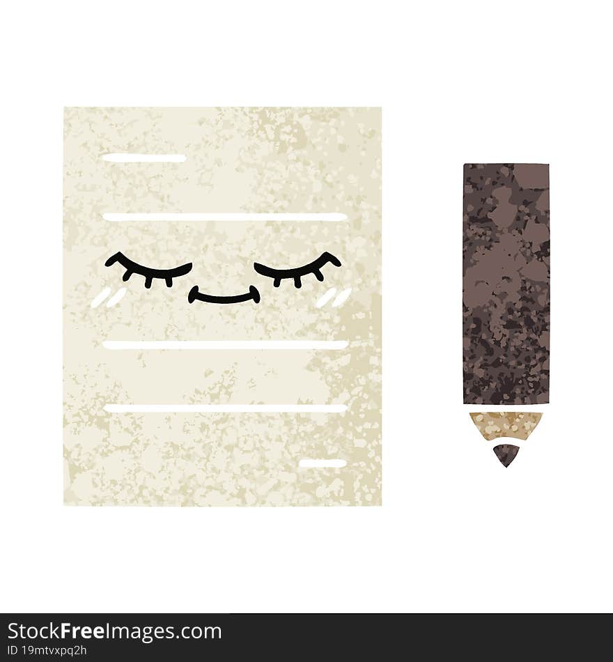 retro illustration style cartoon test paper