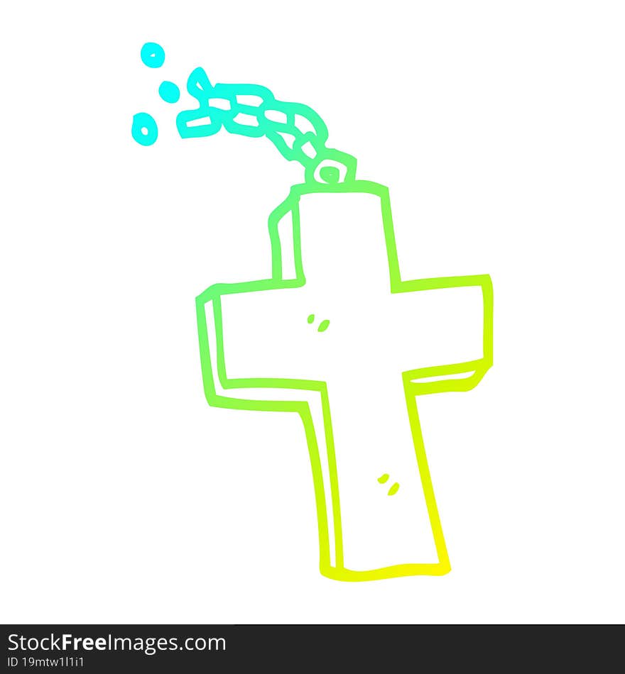 cold gradient line drawing cartoon silver cross