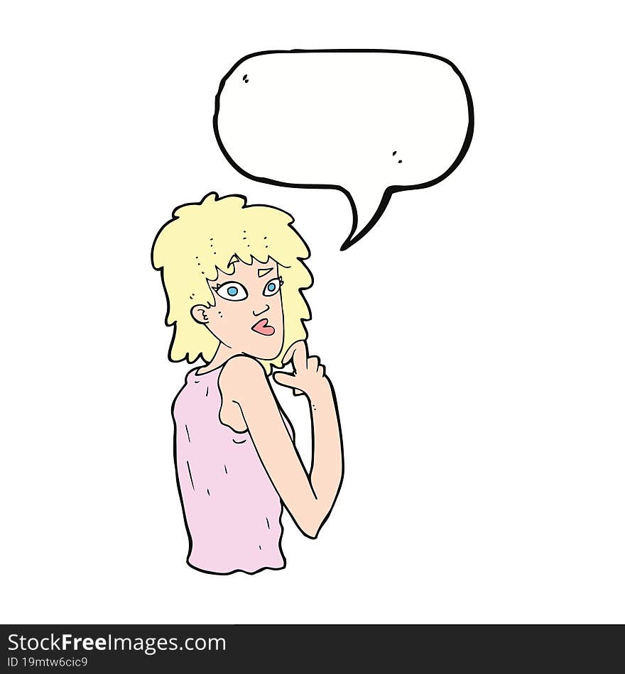 cartoon surprised woman with speech bubble