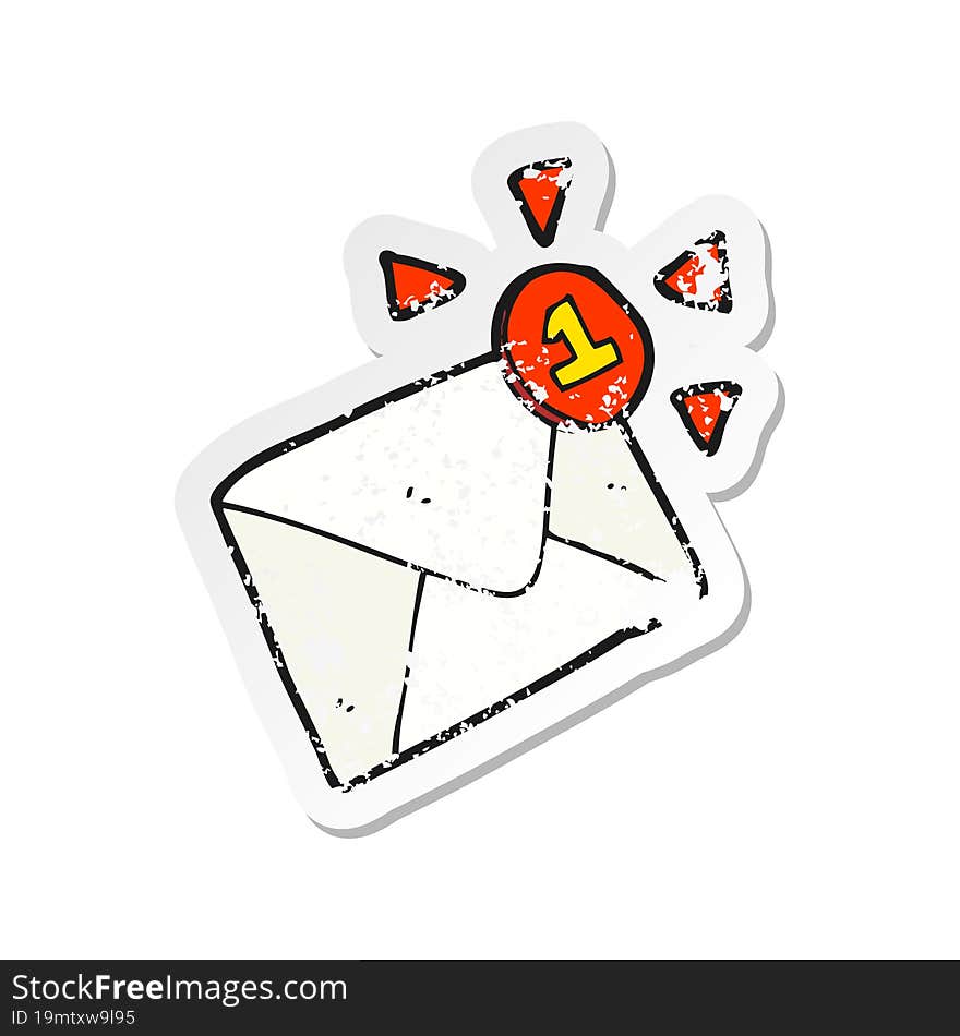 retro distressed sticker of a cartoon email message