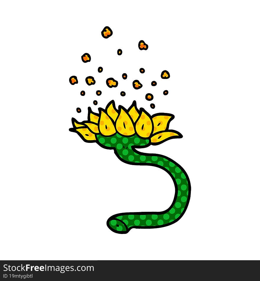 cartoon flower releasing pollen. cartoon flower releasing pollen