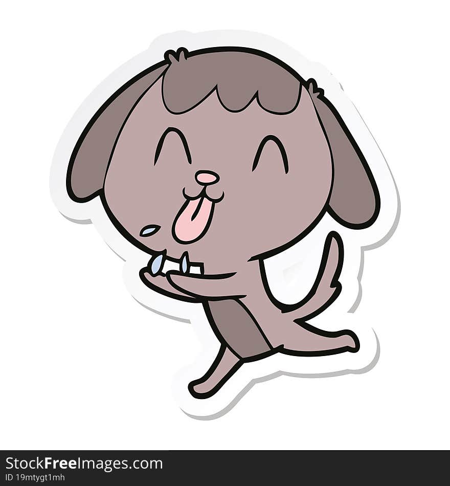 Sticker Of A Cute Cartoon Dog