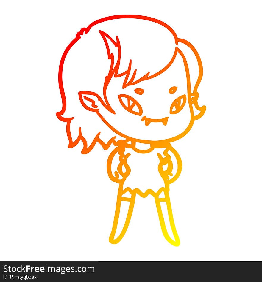 warm gradient line drawing cartoon friendly vampire girl