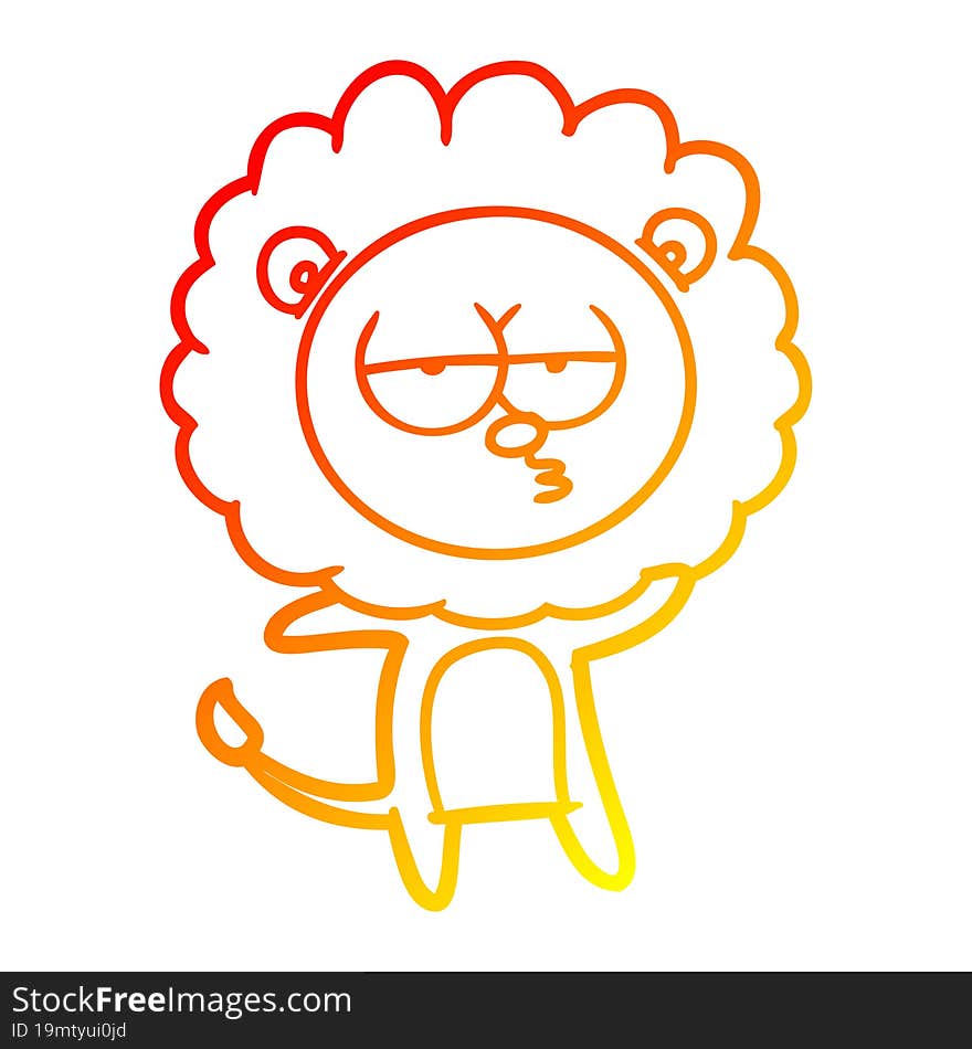 warm gradient line drawing cartoon bored lion