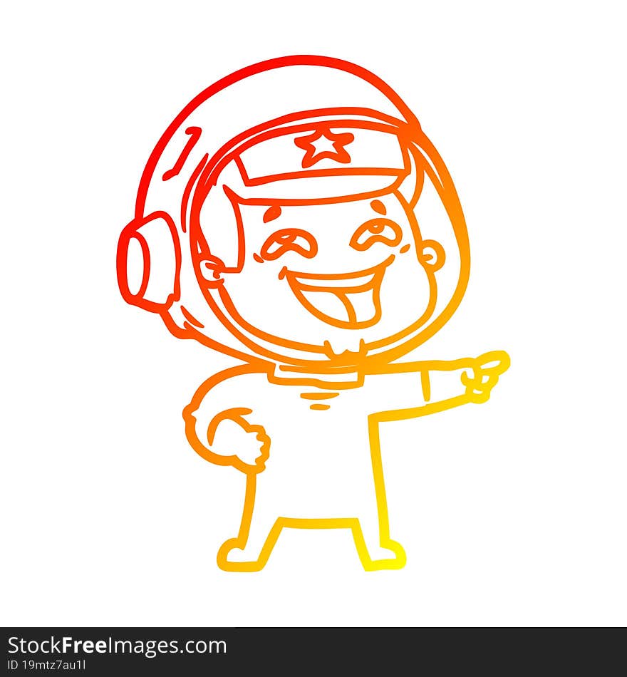 warm gradient line drawing cartoon laughing astronaut