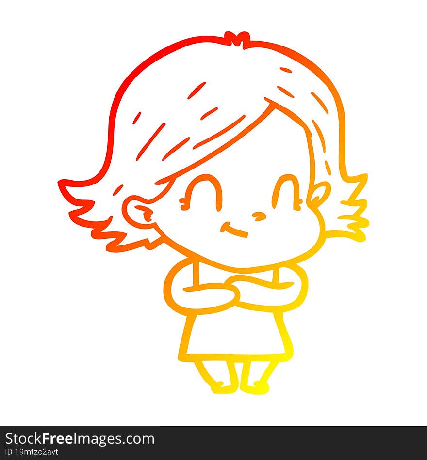 warm gradient line drawing cartoon friendly girl