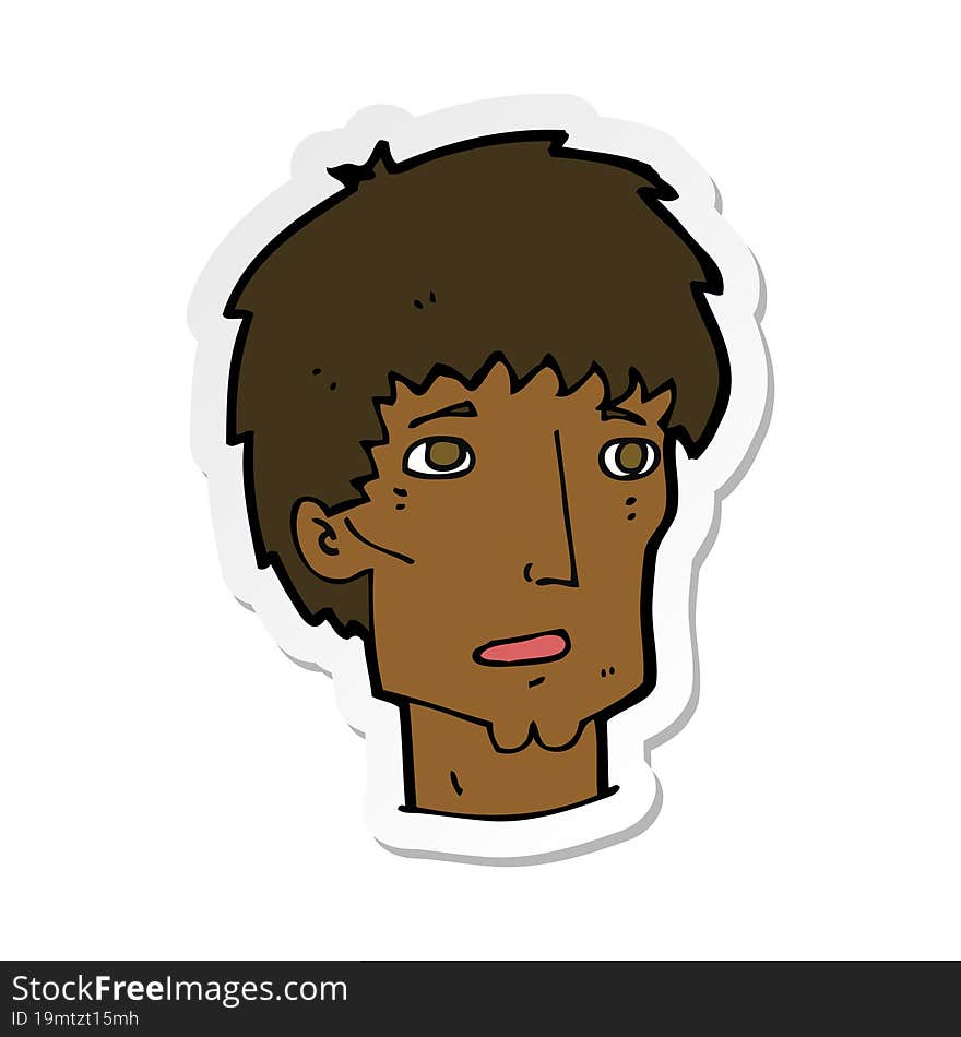 Sticker Of A Cartoon Worried Man