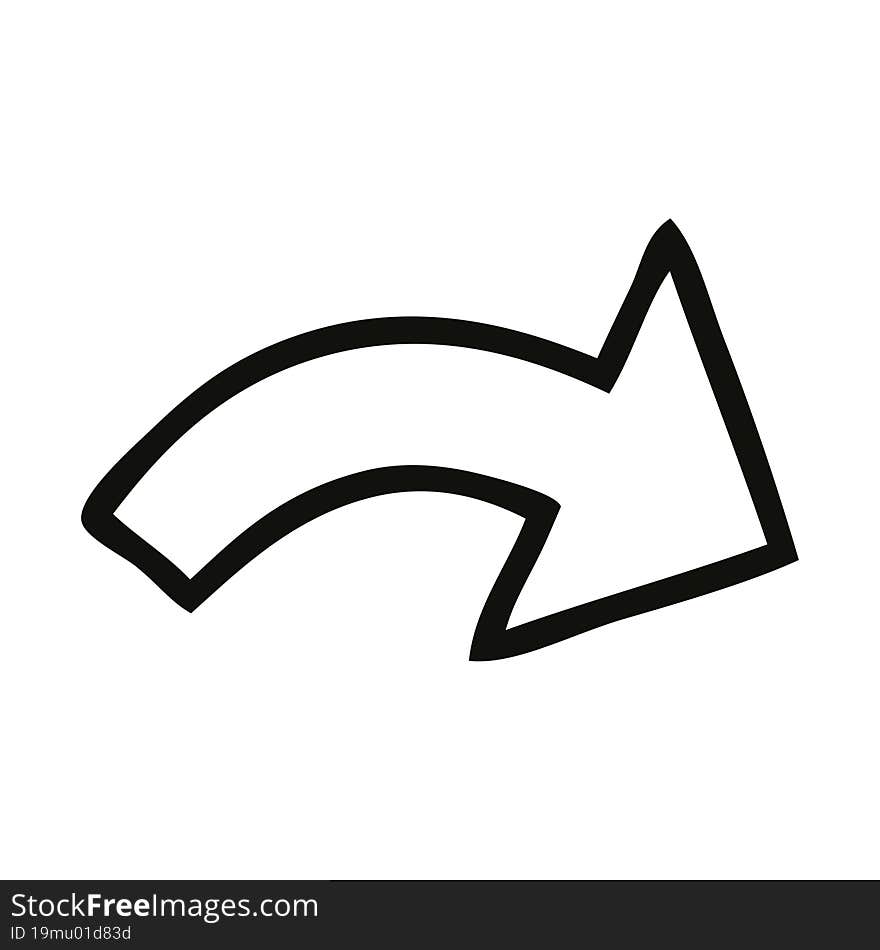 line drawing cartoon of a pointing arrow