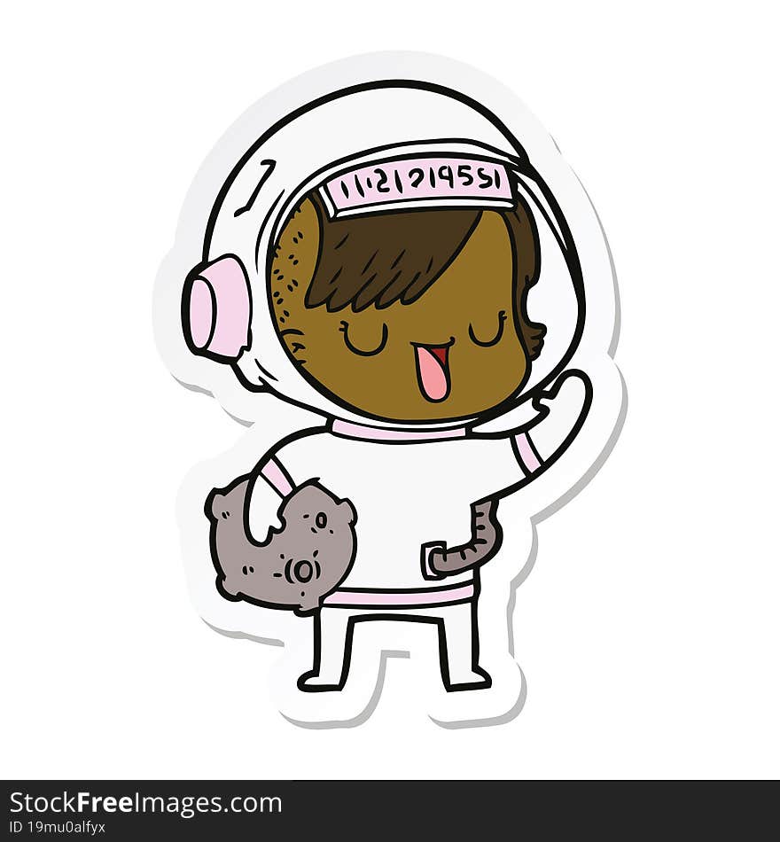 sticker of a cartoon astronaut woman