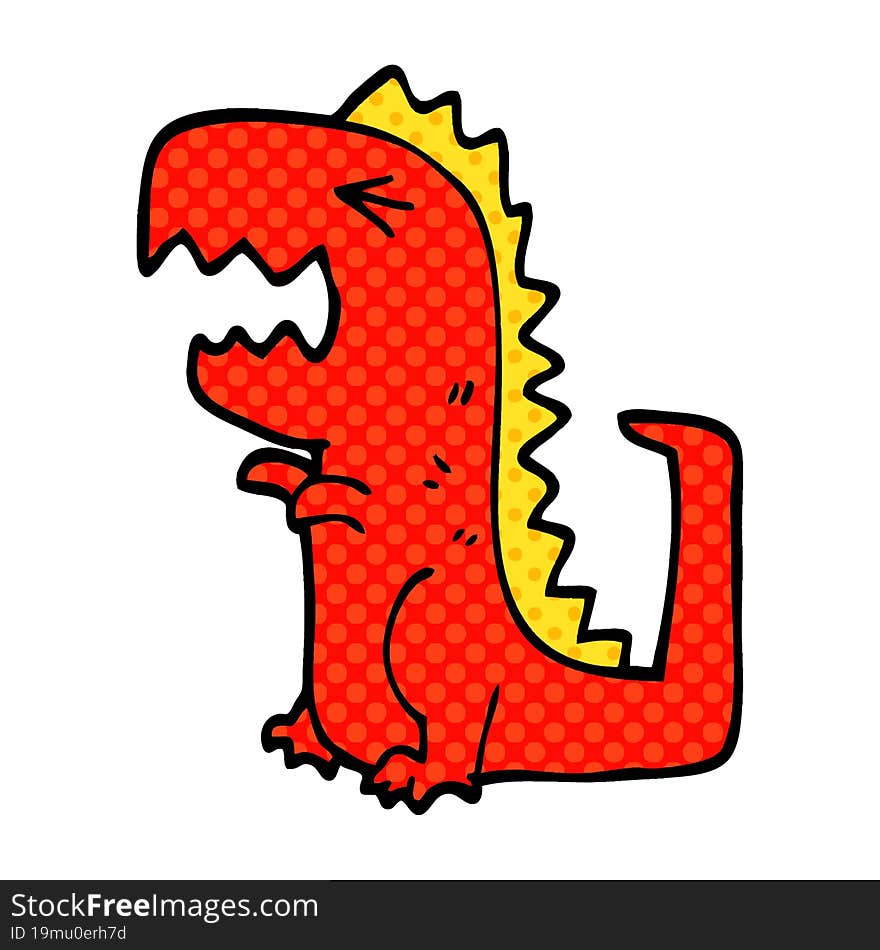 cartoon doodle roaring t rex