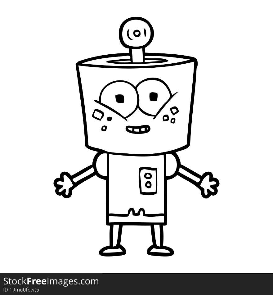 happy cartoon robot. happy cartoon robot