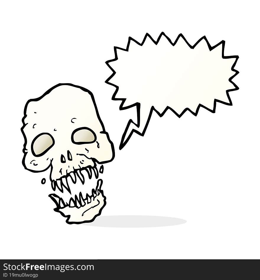 cartoon scary skull with speech bubble