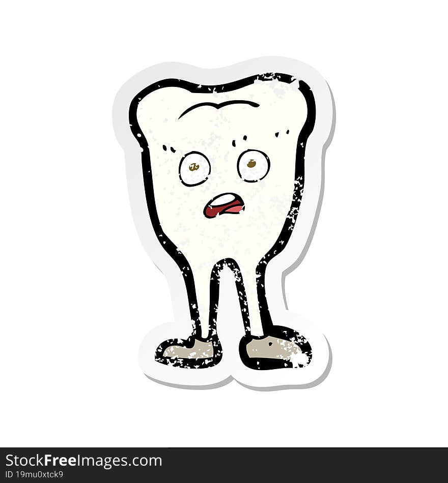 retro distressed sticker of a cartoon yellowing  tooth