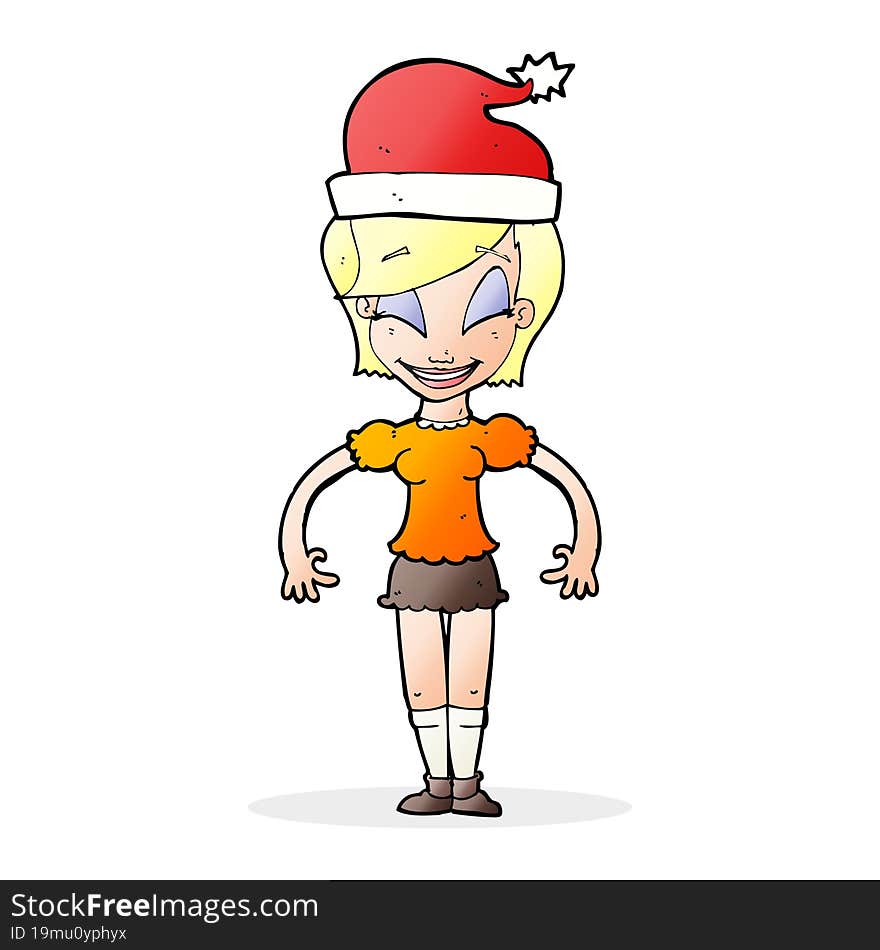 cartoon woman ready for christmas