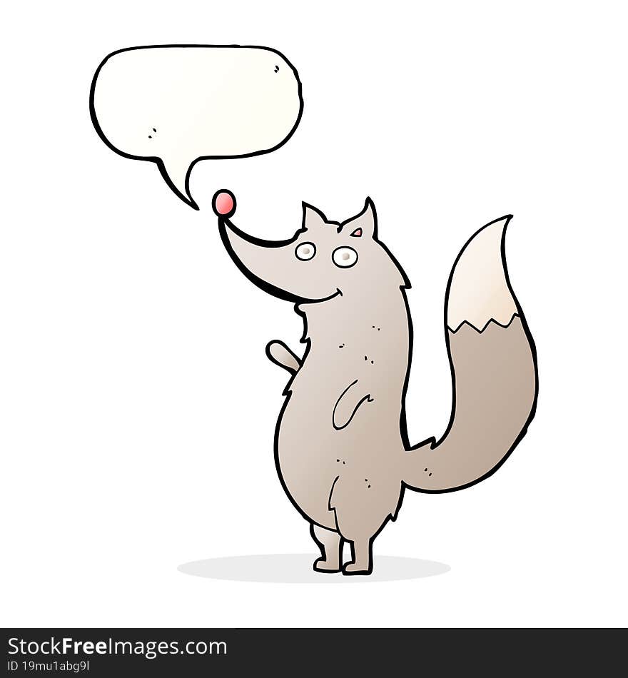 Cartoon Waving Wolf With Speech Bubble