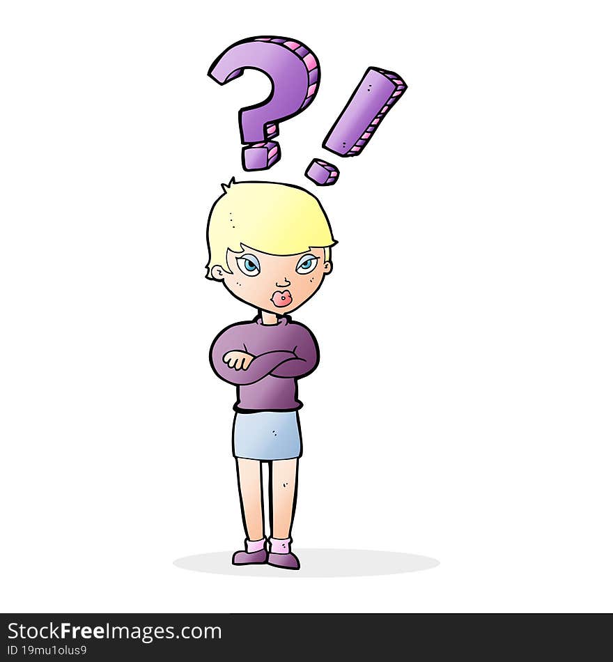 cartoon woman asking question