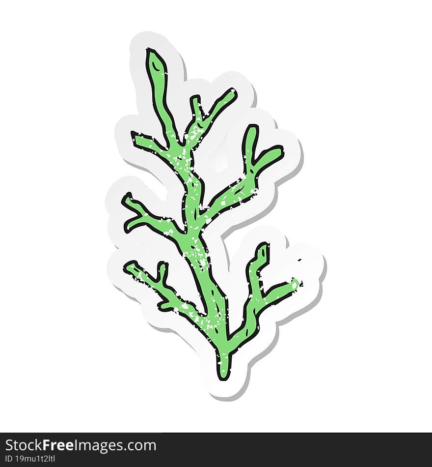 Retro Distressed Sticker Of A Cartoon Seaweed