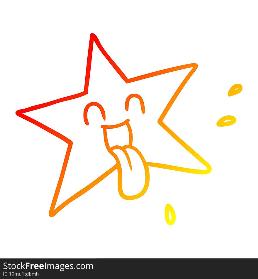 warm gradient line drawing cartoon star