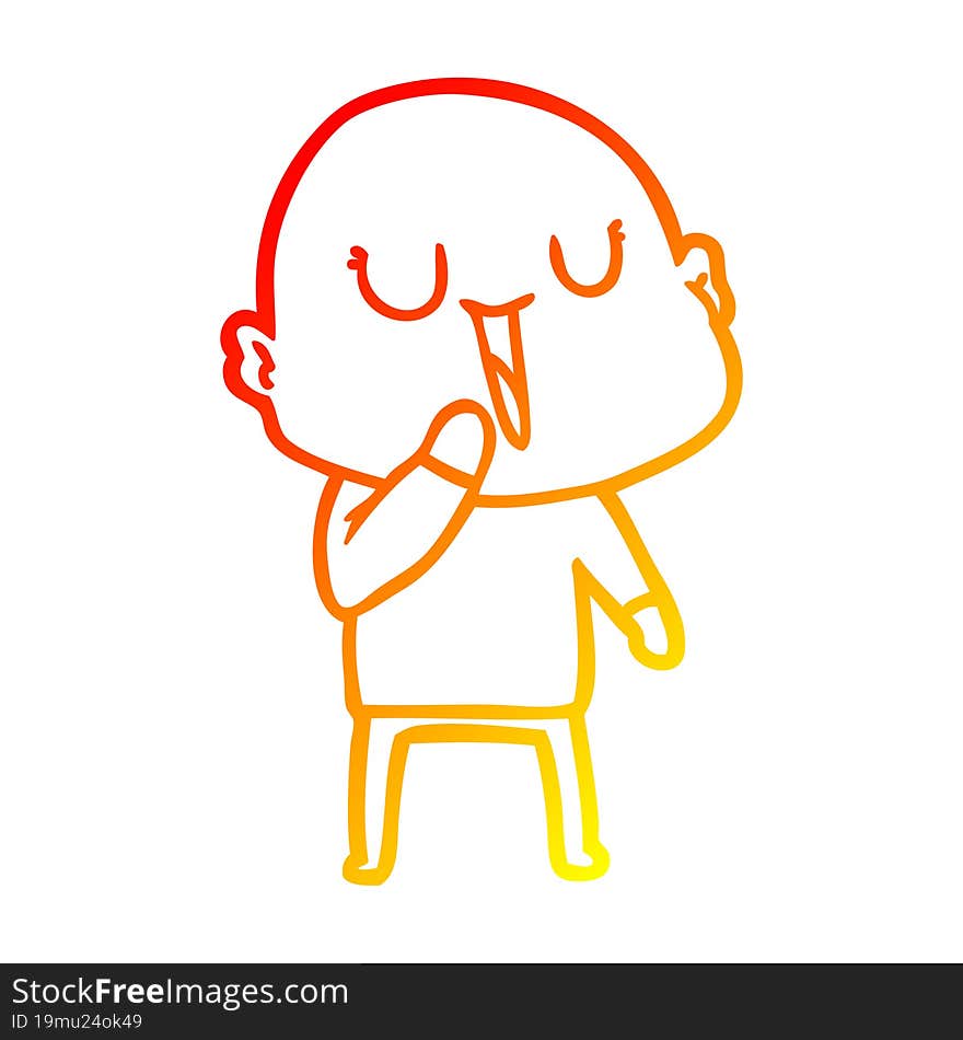 warm gradient line drawing happy cartoon bald man