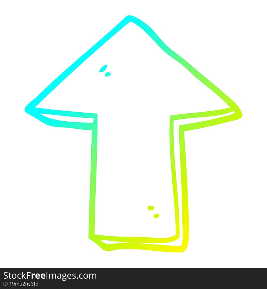 cold gradient line drawing cartoon pointing arrow