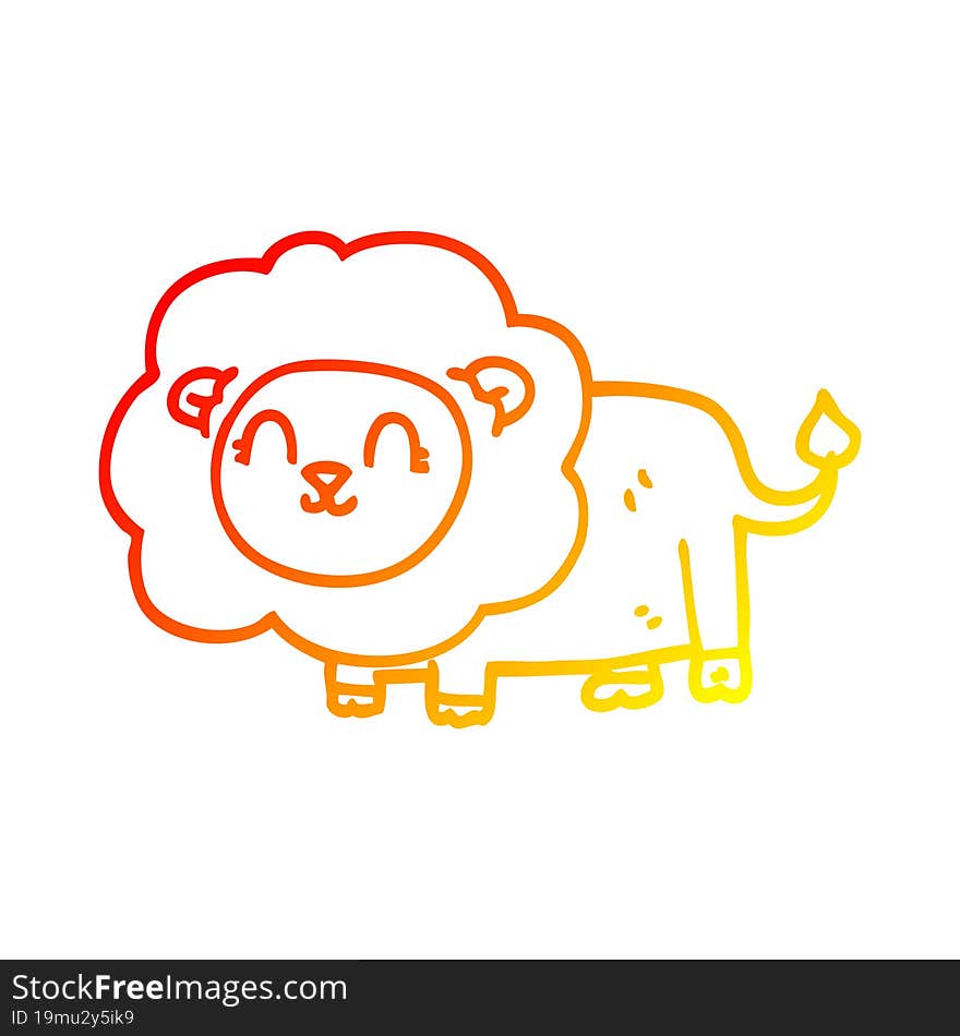 warm gradient line drawing of a cartoon lion