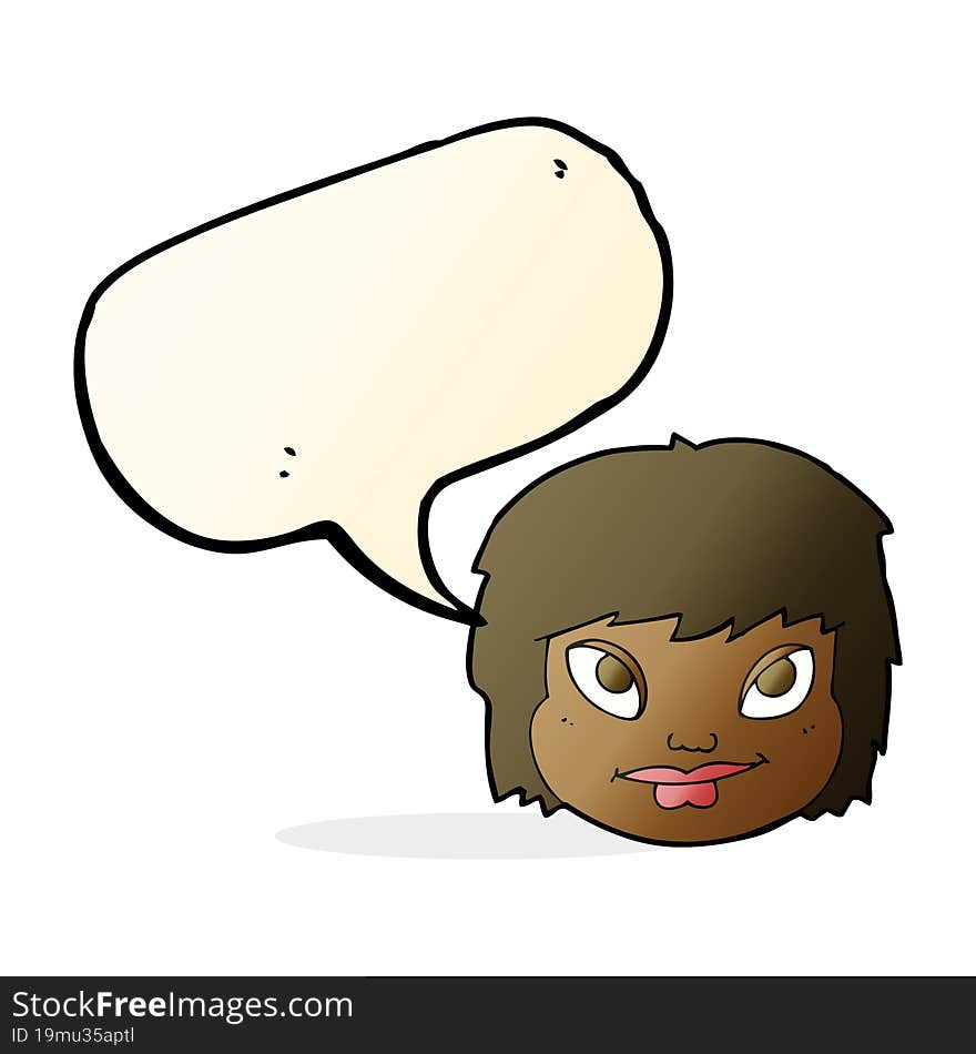 cartoon female face with speech bubble