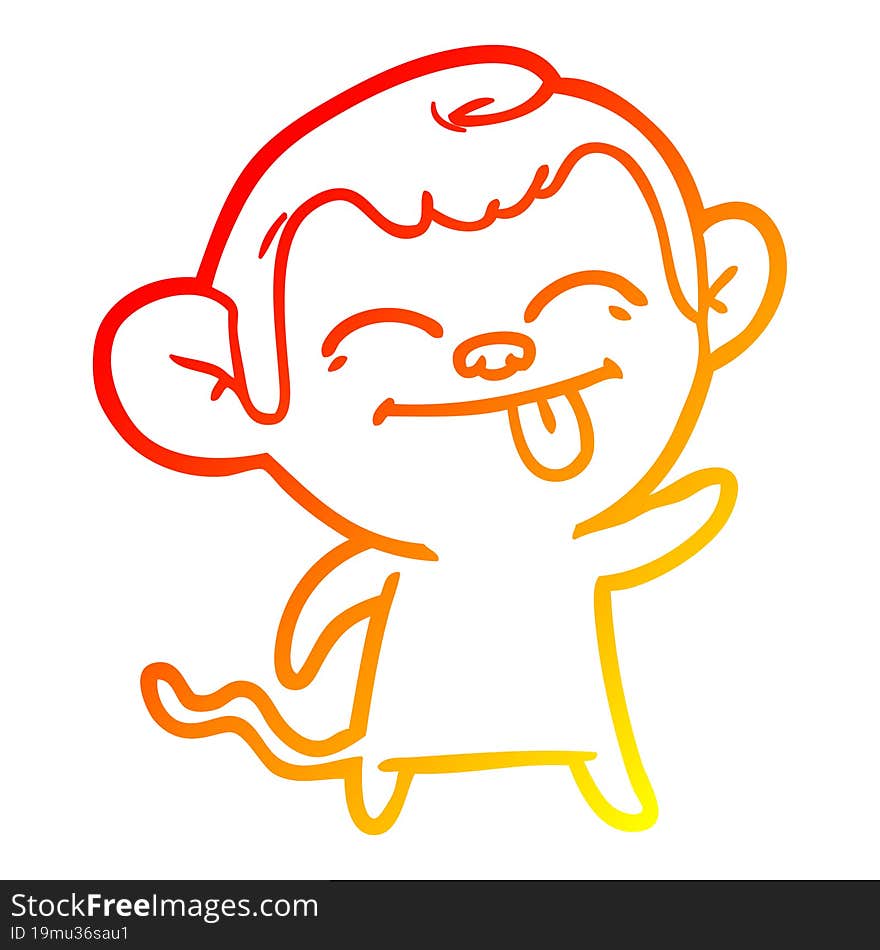 warm gradient line drawing funny cartoon monkey