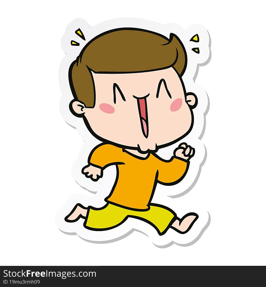 Sticker Of A Cartoon Excited Man