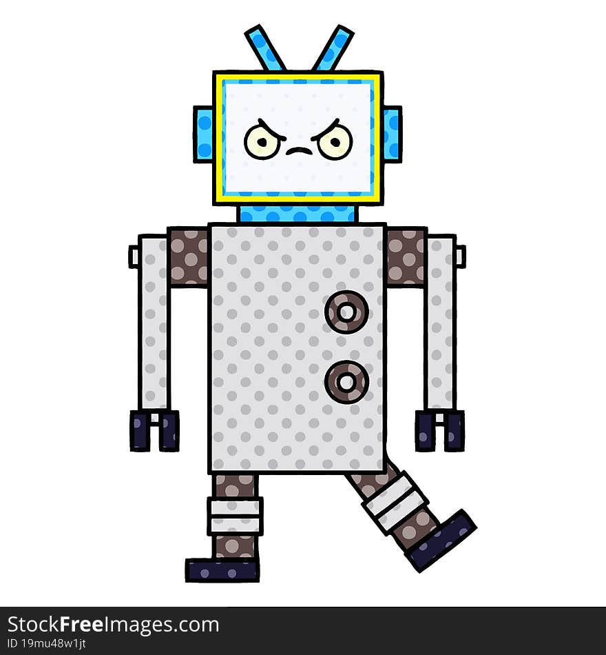 comic book style cartoon of a robot