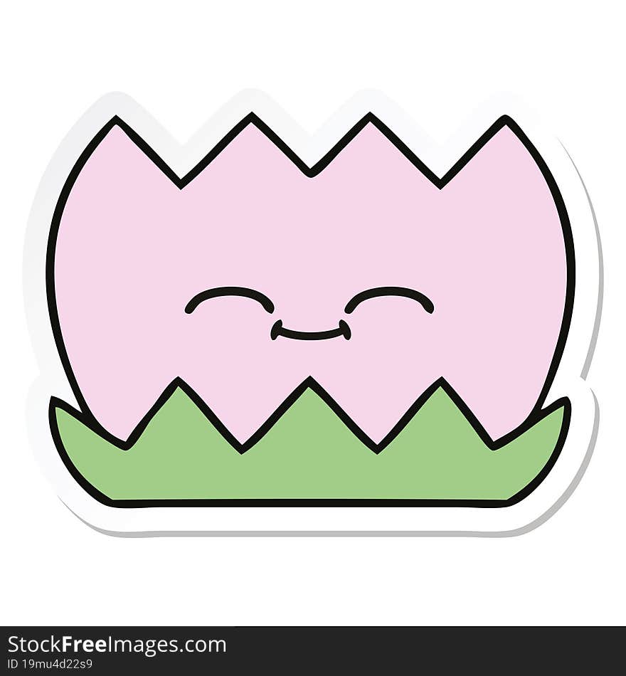 Sticker Of A Cute Cartoon Water Lilly