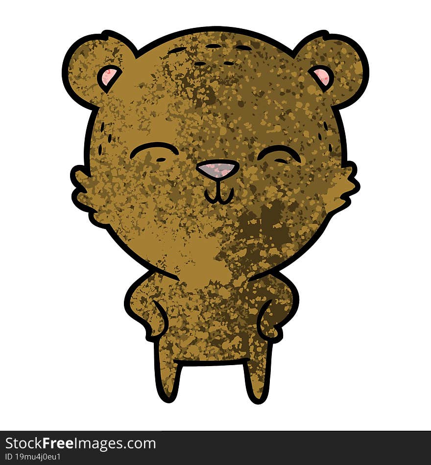 happy cartoon bear with hands on hips. happy cartoon bear with hands on hips