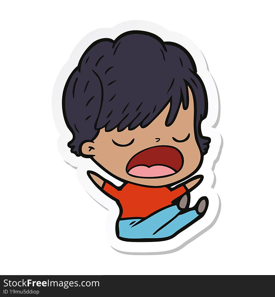 Sticker Of A Cartoon Woman Talking