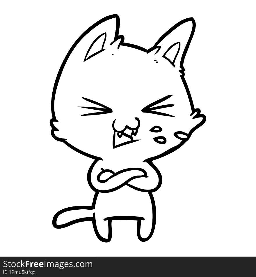 cartoon cat with crossed arms. cartoon cat with crossed arms