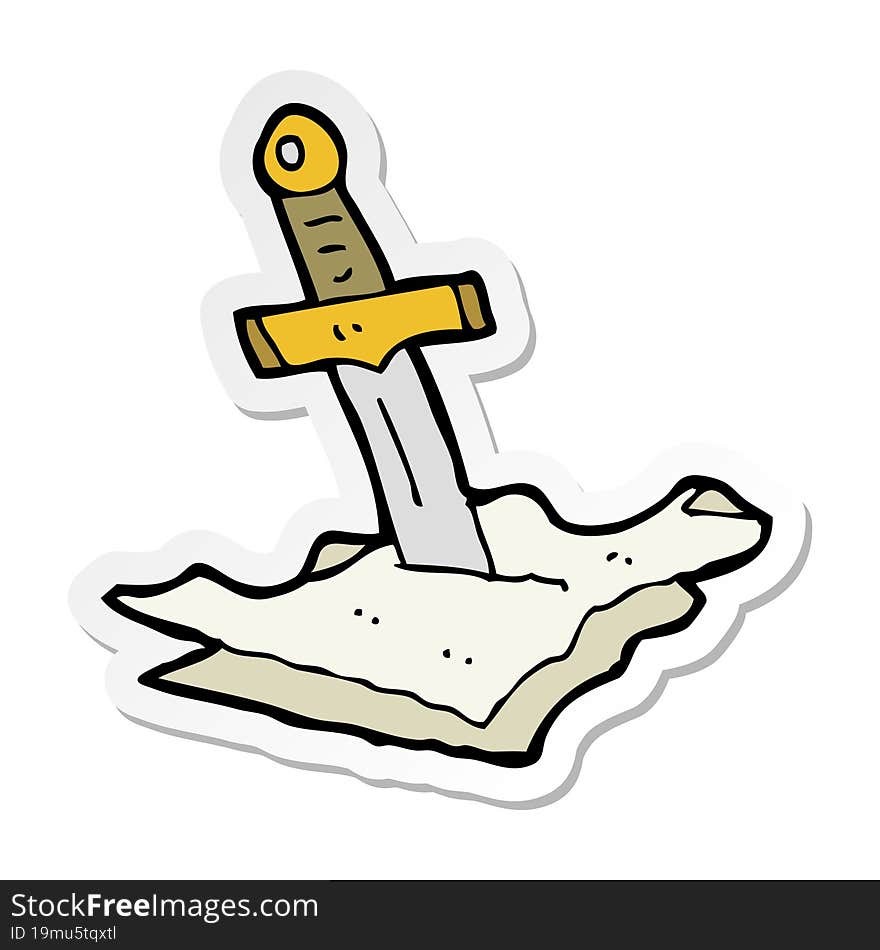 sticker of a cartoon dagger in maps