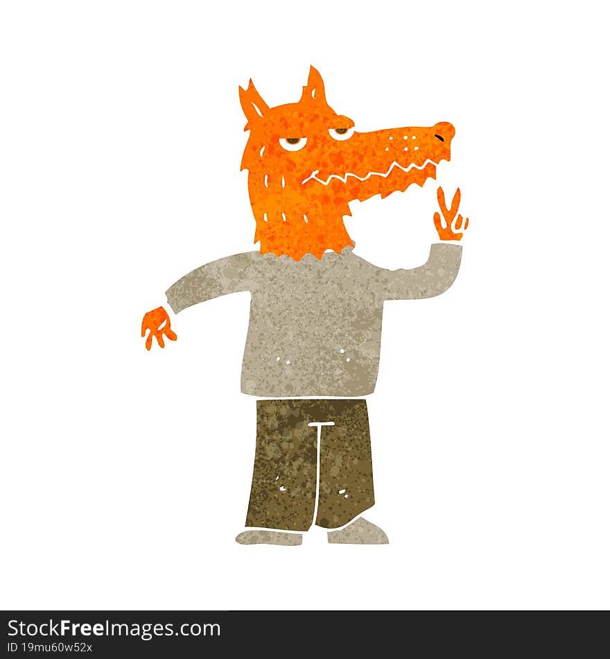 cartoon happy fox man