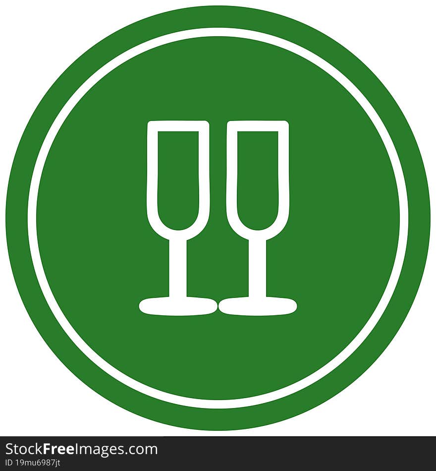 champagne glasses circular icon