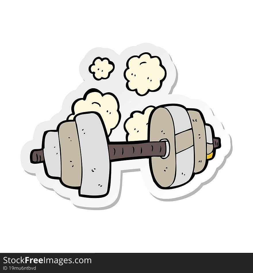 sticker of a cartoon dumbbell