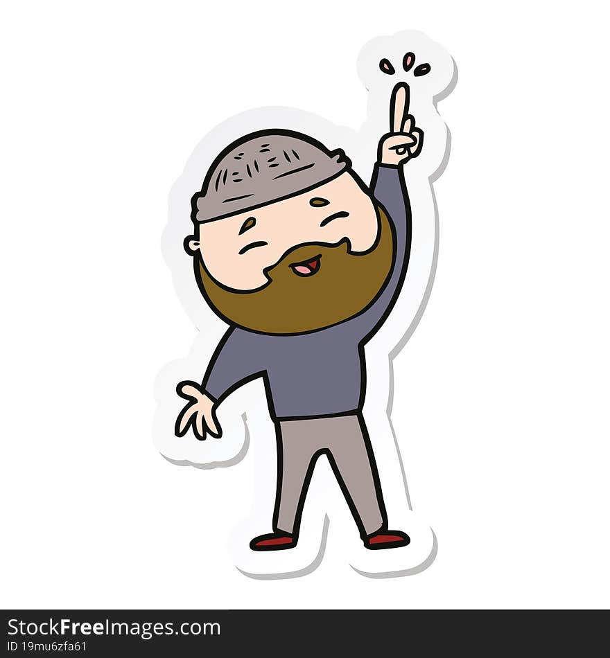 sticker of a cartoon happy bearded man