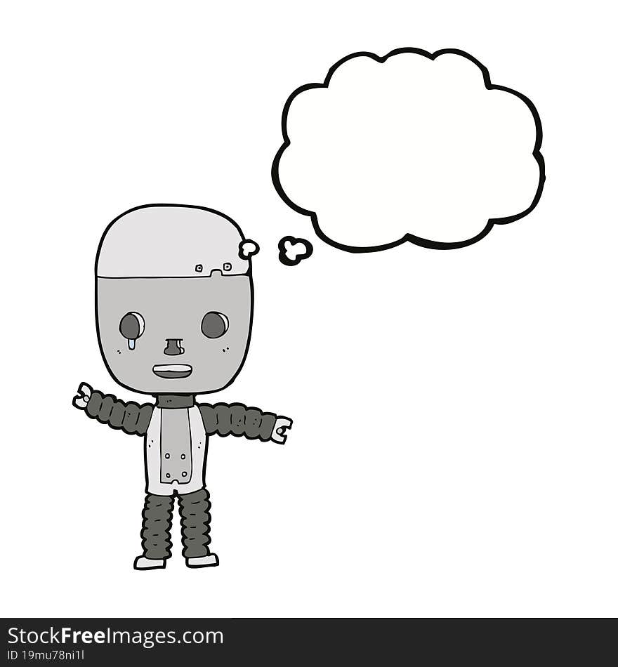 cartoon robot with thought bubble