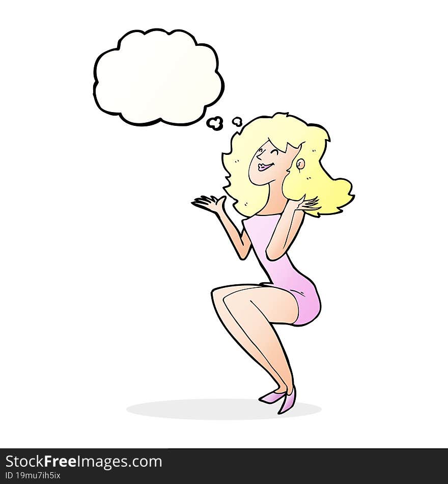 cartoon attractive woman sitting with speech bubble