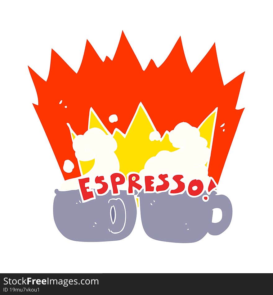 Flat Color Illustration Of A Cartoon Espresso