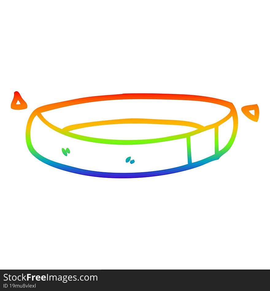 rainbow gradient line drawing of a cartoon dog collar